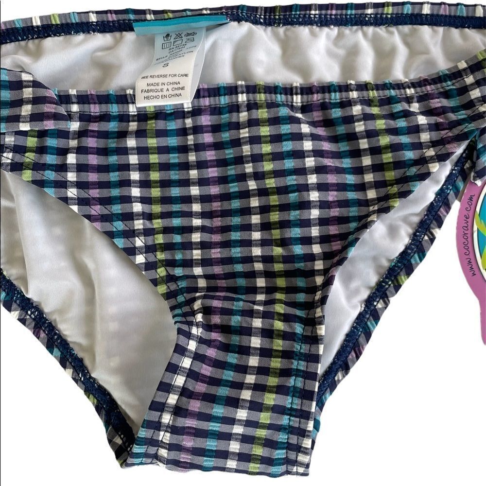 New with tags Coco Rave plaid bikini bottom with tie sides, size S